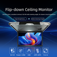 Monitor Mobil LCD 15.6 Inch Lipat di Plafon, Layar Atap dengan Input USB SD AV, Pemancar FM, Layar TV Mobil dengan Speaker Terintegrasi