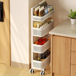 Étagère <span class=keywords><strong>de</strong></span> <span class=keywords><strong>rangement</strong></span> multifonctionnelle en métal multicouche pour légumes, idéale pour cuisine, salon, réfrigérateur et salle <span class=keywords><strong>de</strong></span> bain, design fin - Product Image 1