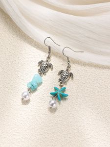Pendientes Colgantes <span class=keywords><strong>de</strong></span> Tortugas Marinas Plateados Estilo Hawaiano, <span class=keywords><strong>Collar</strong></span> <span class=keywords><strong>de</strong></span> Moda con Piedras Naturales, Estrellas <span class=keywords><strong>de</strong></span> Mar <span class=keywords><strong>y</strong></span> Perlas <span class=keywords><strong>de</strong></span> Vida Marina - Product Image 5