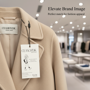 Eco-Friendly Luxury Waterproof Paper Hang Tag <b>Gold</b> Foil Printed Custom Embossed Logo Matte Finish Washable Garment Bags Shoes - Product Image 4