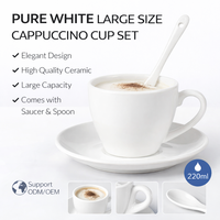 Ensemble de tasses à café en céramique Espresso Barista 80 ml Cappuccino 220 ml avec assiette et cuillère