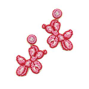 Boucles d'oreilles ballon chien déclaration perles <span class=keywords><strong>de</strong></span> rocaille rose <span class=keywords><strong>blanc</strong></span> cirque chiot boucles d'oreilles pour femmes bijoux - Product Image 1