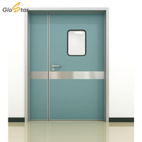 Porte de salle blanche moderne robuste en acier inoxydable à double battant inégal pour salles d'opération hospitalières