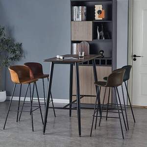 Modern Curved Wrap-Around <b>Bar</b> <b>Stool</b> with Upholstered Shell Seat, Tapered Black Frame and Footrest for Kitchen - Product Image 6