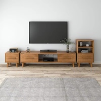 Table basse de style antique moderne, meuble TV avec pieds en bois massif, meuble TV en chêne
