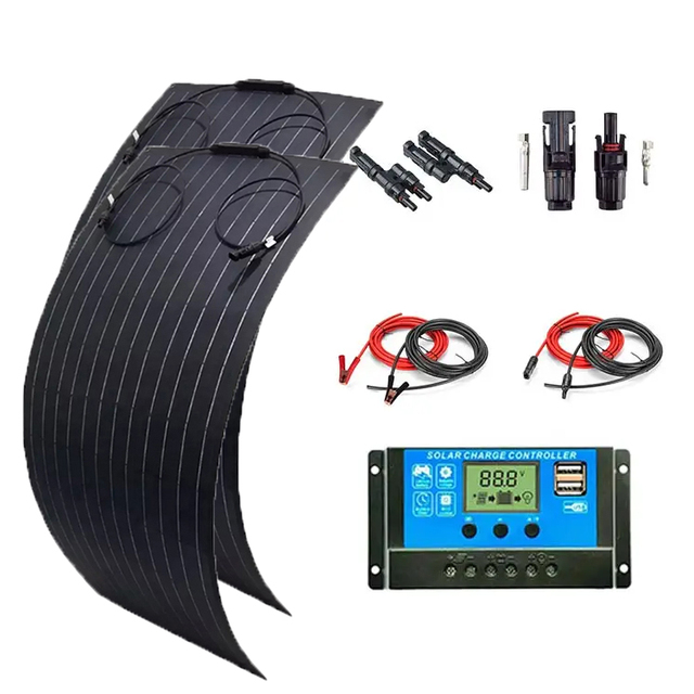 Customized Monocristalin 18V Semi Flexible 100W Solar Panel System With Controller for Home Camper Rv