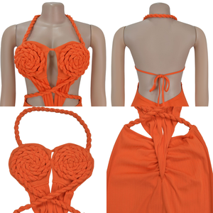 Abito da donna alla moda alla moda da donna con scollo all'americana in maglia a spacco Sexy senza maniche e senza schienale elegante Bikini abbigliamento da donna - Product Image 6