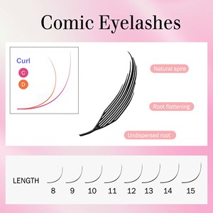 Nouvelle conception, <span class=keywords><strong>cils</strong></span> synthétiques faits à la main, effet tour/spire, courbure CC, vente en gros pour <span class=keywords><strong>cils</strong></span> pré-faits doux CD Comics, extension de <span class=keywords><strong>cils</strong></span> naturels - Product Image 2