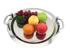 Plateau de service carré en acier inoxydable poli, style européen simple et luxueux, double couche, pour snacks et desserts, modèle 2026 - Product Image 1