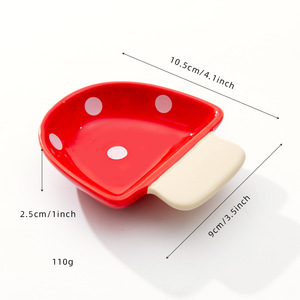 Mushroom Shape Ceramic Dipping <b>Dish</b> Red Polka Dot Cartoon Snack <b>Plate</b> For Party Hotel Coffee Tea Use - Product Image 2