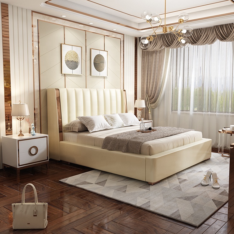 Italian style light luxury high-end custom double bed