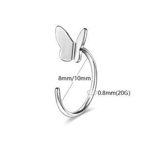 Boucles d'oreilles à clip papillon en acier inoxydable, style coréen simple, boucles d'oreilles manchette tendance - Product Image 2