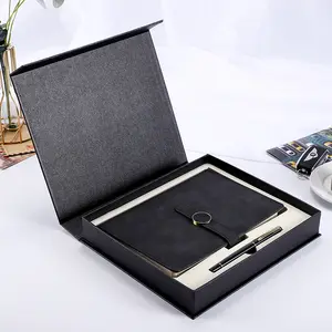Office Customized A5 Notebook Gift Set Planner Sewing Binding Diary With Pen Custom Logo Pu Leather Sets Box