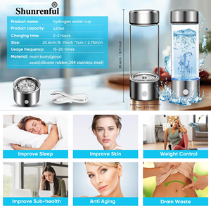 Bouteille d'eau filtrée Level Up, bouteille d'eau alcaline hydrogénée, ioniseur d'eau hydrogénée, générateur d'eau hydrogénée avec bouteille en verre - Product Image 6