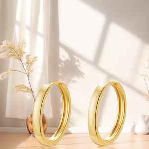 Pendientes de Aro Chapados en Oro de 14k, Diseño Redondo Simple, Joyería de Moda para Mujer - Product Image 2