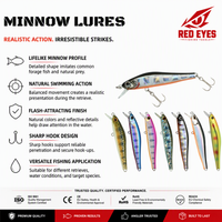 Leurre dur flottant Red Eyes, échantillon gratuit, direct usine, 70mm 5.5g, pour eau douce et eau salée, vente en gros