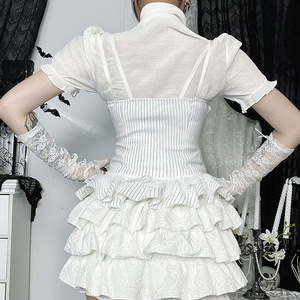 Autumn New Gothic Clothing Women Striped Lace <strong>Patchwork</strong> Camisole Slim and Versatile Sexy <strong>Top</strong> - Product Image 4