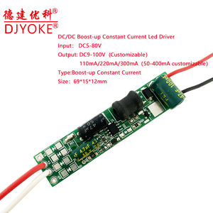 DC DC <span class=keywords><strong>Driver</strong></span> LED <span class=keywords><strong>Boost</strong></span> voltase rendah, DC12-24V/36V hingga DC12-100V 50-350Ma untuk lampu tabung luar ruangan tenaga surya - Product Image 2