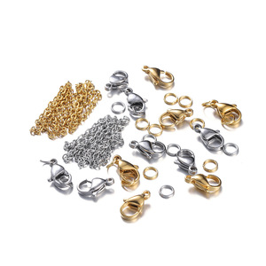 Stainless Steel Gold <b>Chain</b> Lobster Buckle Ring Set For Bracelet Making DIY Jewelry Accessories - Product Image 3