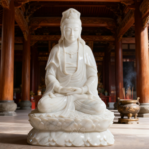 Statue de bouddha en marbre grandeur nature de jardin extérieur de conception traditionnelle <span class=keywords><strong>Statuette</strong></span> ornée - Product Image 3