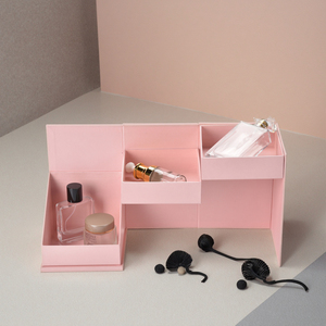 Boîtes de rangement et d'emballage cadeau pour bijoux avec fermeture magnétique rose personnalisée, joli design, boîte cosmétique rotative à 3 étages - Product Image 2