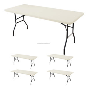 Mesas Plegables Portátiles de <span class=keywords><strong>6</strong></span> Pies, Mesas de Plástico Plegables por la Mitad, Mesa Resistente para Comer, Hacer Picnic, Acampar y Fiestas - Product Image 1