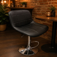 Chaise de bar ergonomique moderne JOHOOFURNITURE en cuir PU noir, dossier en grille matelassé, hauteur réglable, usage commercial, hauteur de comptoir de restaurant