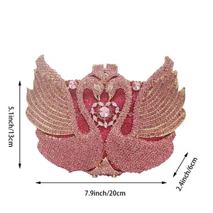 Bolso de Noche Romántico con Cristales de Cisne, Elegante Cartera de Mano con Pedrería para Boda, Bolso Brillante para Citas para Mujer - Product Image 5