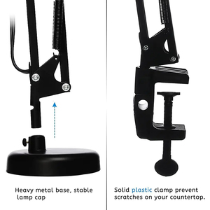 Lámpara de Mesa LED con Brazo Flexible y Clip Metálico, E27, Plateada, Plegable, <span class=keywords><strong>USB</strong></span>, para Escritorio, Oficina, Estudio, Buró - Product Image 3