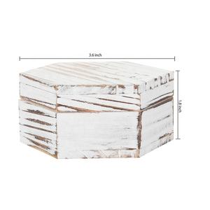 Double boîte à bagues en bois hexagonale Mr & Mrs, boîte à bagues de mariage pour demande en mariage, présentation de bijoux de cérémonie, boîte à bagues en bois pour Couples - Product Image 3