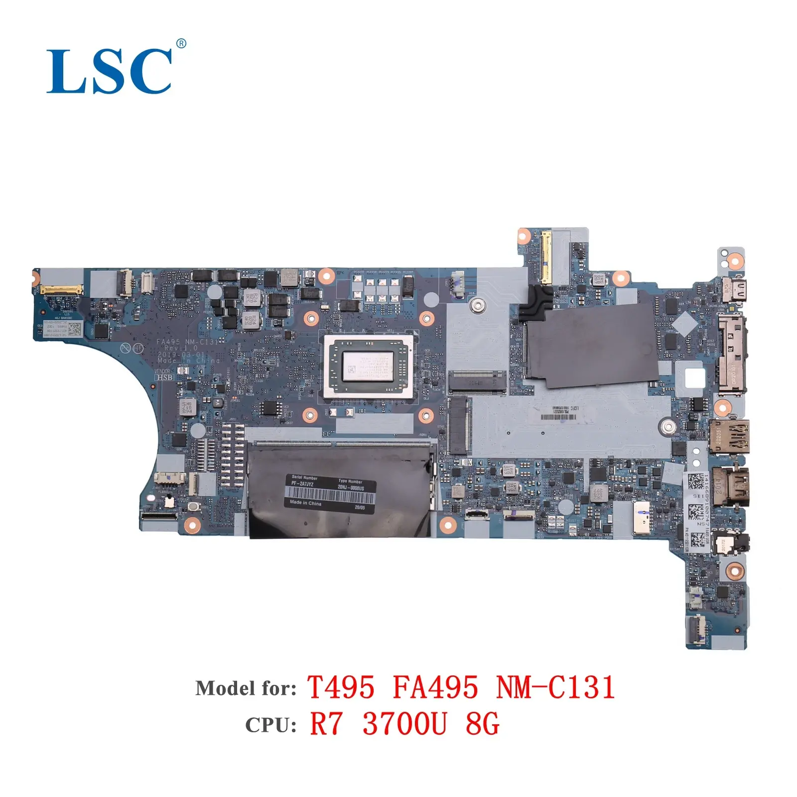 T495 Laptop Motherboard FA495 for ThinkPad NM-C131 FRU 02DM040 CPU: R7-3700U 8G Tested 100% Work Motherboards