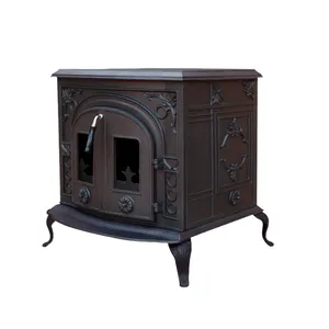 Customized antique cast iron double-door non- boiler wood burning stoves