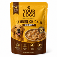 Sachet alimentaire personnalisé en PP monofilament imprimé pour aliments pour animaux de compagnie, poulet tendre, nourriture humide pour chiens, recyclable, compatible micro-ondes