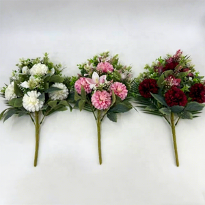 LUYI - Bouquet de dahlias artificiels en soie, faits main, style européen réaliste, rouge, blanc, rose, longue durée, pour Noël - Product Image 2