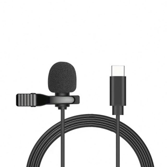 Portable Mini Wired Clip-on Lavalier Microphone Live Monitor Noise Cancelling USB 3.5mm Type-C Connector for Phone Mac Laptop PC