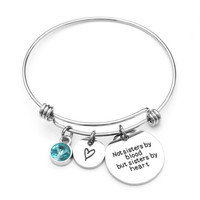 Best Friend regalo di compleanno Birthstone braccialetto di fascino per le donne braccialetto di amicizia in acciaio inossidabile con citazione sorella
