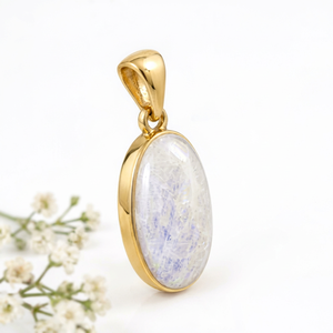 Collar de Piedra Lunar Corte Ovalado Arcoíris, Chapado en Plata 925, Joyería Minimalista Hecha a Mano, Regalo de Aniversario con Piedra de Nacimiento de Junio, Calidad AAA - Product Image 1