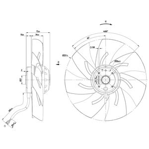 Ventilateurs axiaux de refroidissement à moteur servo à inverter avec roulement à billes ebmpapst A2E250-AL06-01 250 mm 115 W 230 V AC 0,13 A 2550 tr/min - Product Image 3