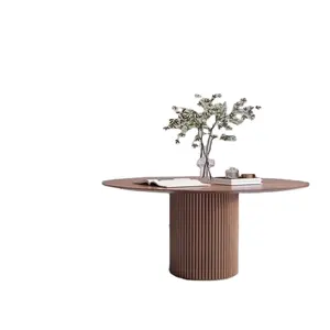 Muebles Mesa de comedor redonda de madera Roble especial Madera superior moderna Madera maciza de roble para sala de estar