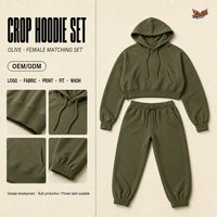Ensemble sweat à capuche et jogging personnalisé OEM en mélange de coton, sweat à capuche court assorti, survêtement en gros, directement de l'usine