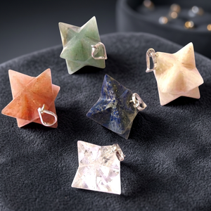 Colgantes de Estrella Merkaba de Piedras Preciosas Curativas Hechos a Mano, Cuarzo Pulido con Corte de Estrella, Tamaño 50-55mm para Fabricación de Joyas - Product Image 3