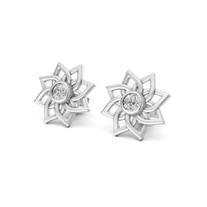 Pendientes de Flor con Diamantes de Laboratorio de Corte Brillante, Perforados con Láser, OEM ODM, Oro Personalizado de 10K para Mujer, 0.32 Ct, con Diamantes Laterales - Product Image 2
