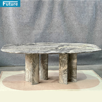 Prix d'usine bas quantité minimale de commande OEM pierre de marbre naturel Vinice Brown pour Villa Table à manger avec dessus ovale et pied de design moderne