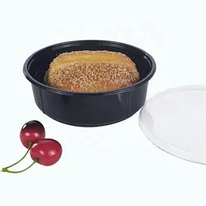 Plateaux ronds en plastique pour gâteaux à salade Emballage de cuisson Boîte en plastique transparente Gâteau aux fruits pâtisserie pain pour fête d'anniversaire