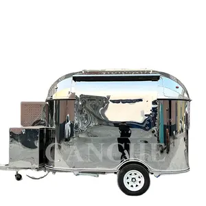 Factory sale stainless steel fast food mobile kitchen trailer 5m stainless steel camping food trailer food truck sale