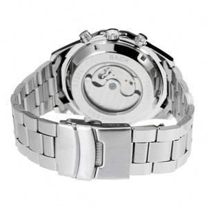 FORSINING 340 <span class=keywords><strong>pas</strong></span> <span class=keywords><strong>cher</strong></span> argent homme <span class=keywords><strong>montre</strong></span> mécanique En acier Inoxydable authentique bande résistant à l'eau Calendrier <span class=keywords><strong>tourbillon</strong></span> volant - Product Image 4