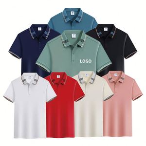 เสื้อโปโลผู้ชายผ้าคอตตอนโพลีเอสเตอร์ 200gsm ขายส่ง สีพื้น แต่งขอบตัดกัน ชุดยูนิฟอร์มกอล์ฟ ระบายอากาศได้ดี ซับเหงื่อ ใส่สบาย - Product Image 4