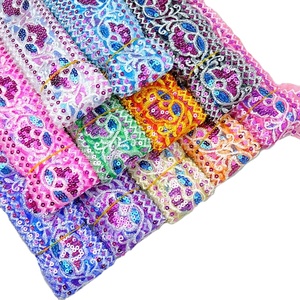 <span class=keywords><strong>Filet</strong></span> paillettes dentelle broderie 6.5cm bricolage vêtements couture accessoire maille dentelle broderie avec paillettes pour rideau décoration garnitures - Product Image 1