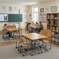 Offre Spéciale – Ensemble Bureau et Chaise Individuels pour Étudiant, Moderne, avec Cadre en Acier en U Réglable et Tiroirs de Rangement – Vente Directe Usine
