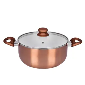 2 Layer Keramische Coating Koperen Potten Aluminium Saucepot Met Deksel En Soft Touch Knop